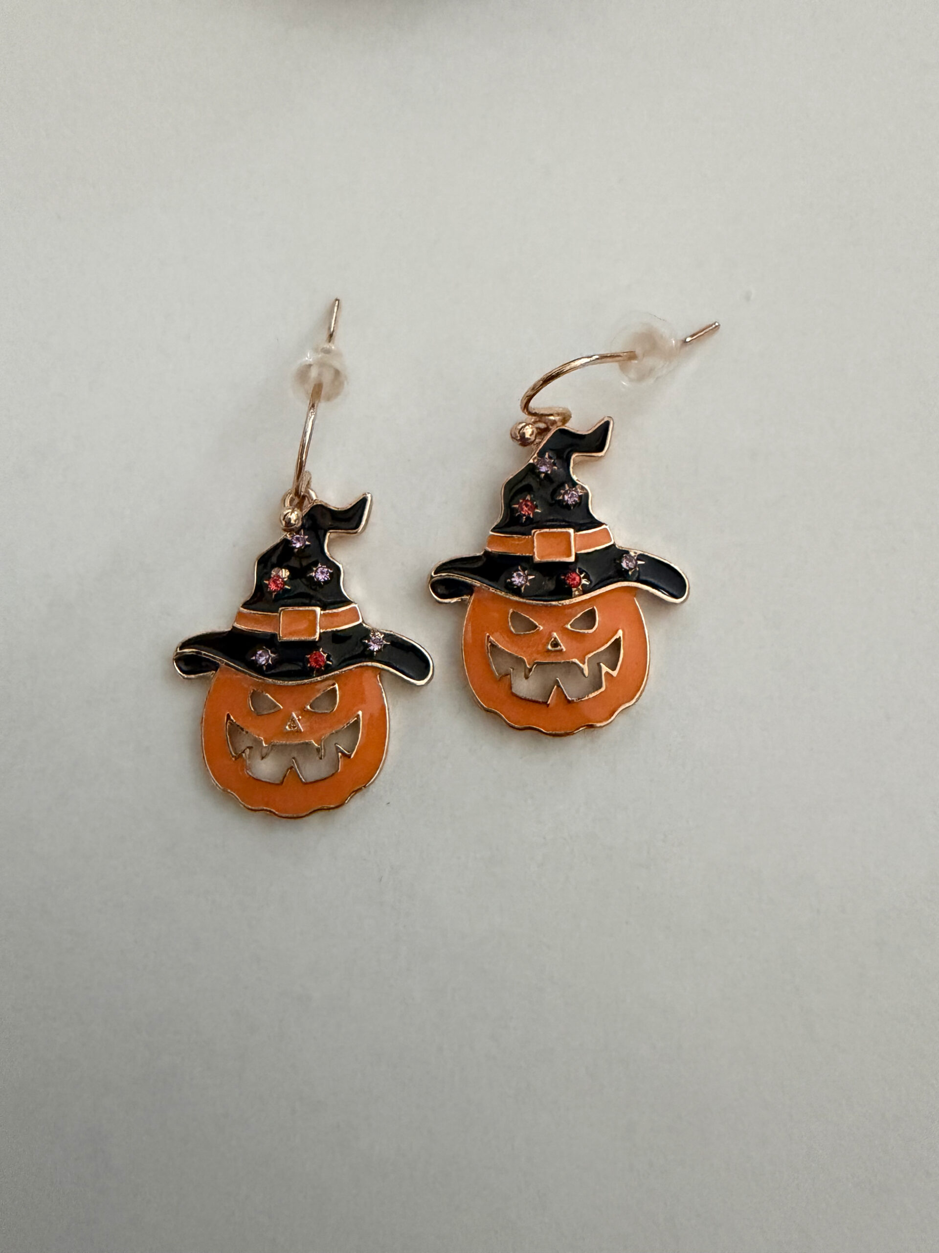 Oorbel Halloween oranje pompoen met hoed