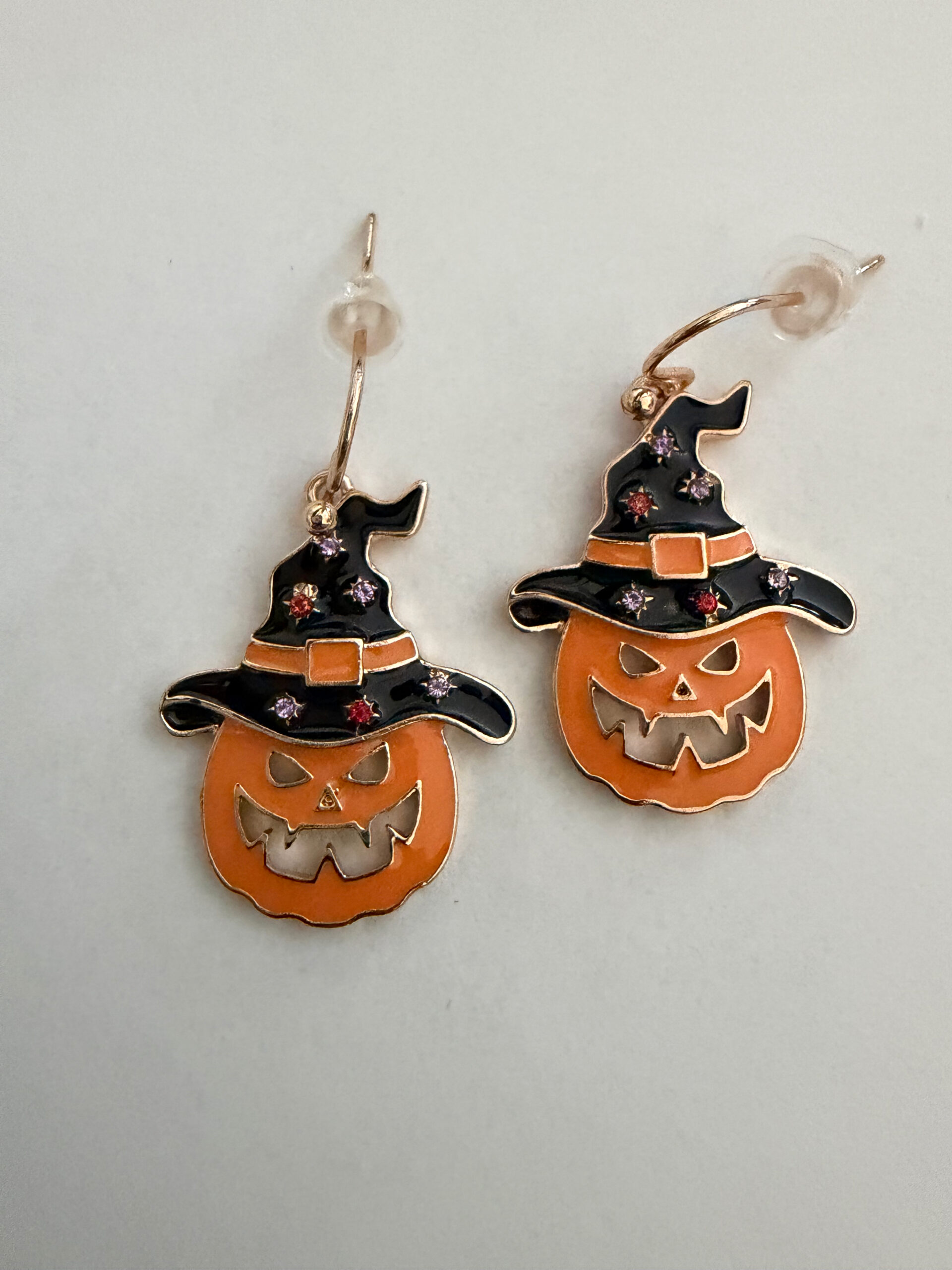 Oorbel Halloween oranje pompoen met hoed