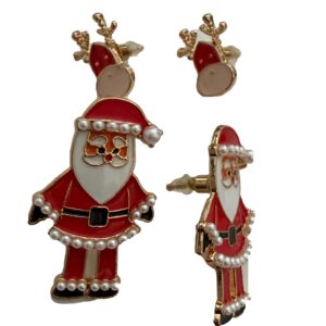 Oorbelsetje kerst kerstman met rendier